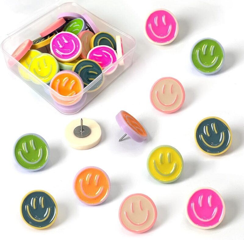Smiley Face Push Pins in assorted colors