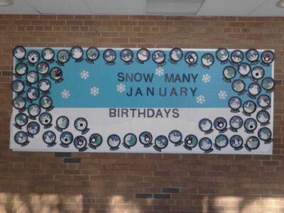 snow many january birthdays snow globe bulletin board