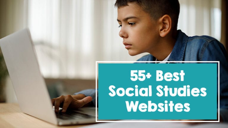 55+ Best social studies websites with a young boy learning from home on the computer.