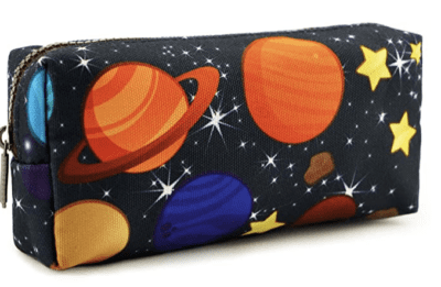 Space pencil case with stars and planets