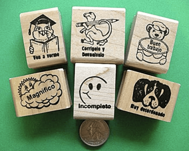 Spanish teacher ink stamp set
