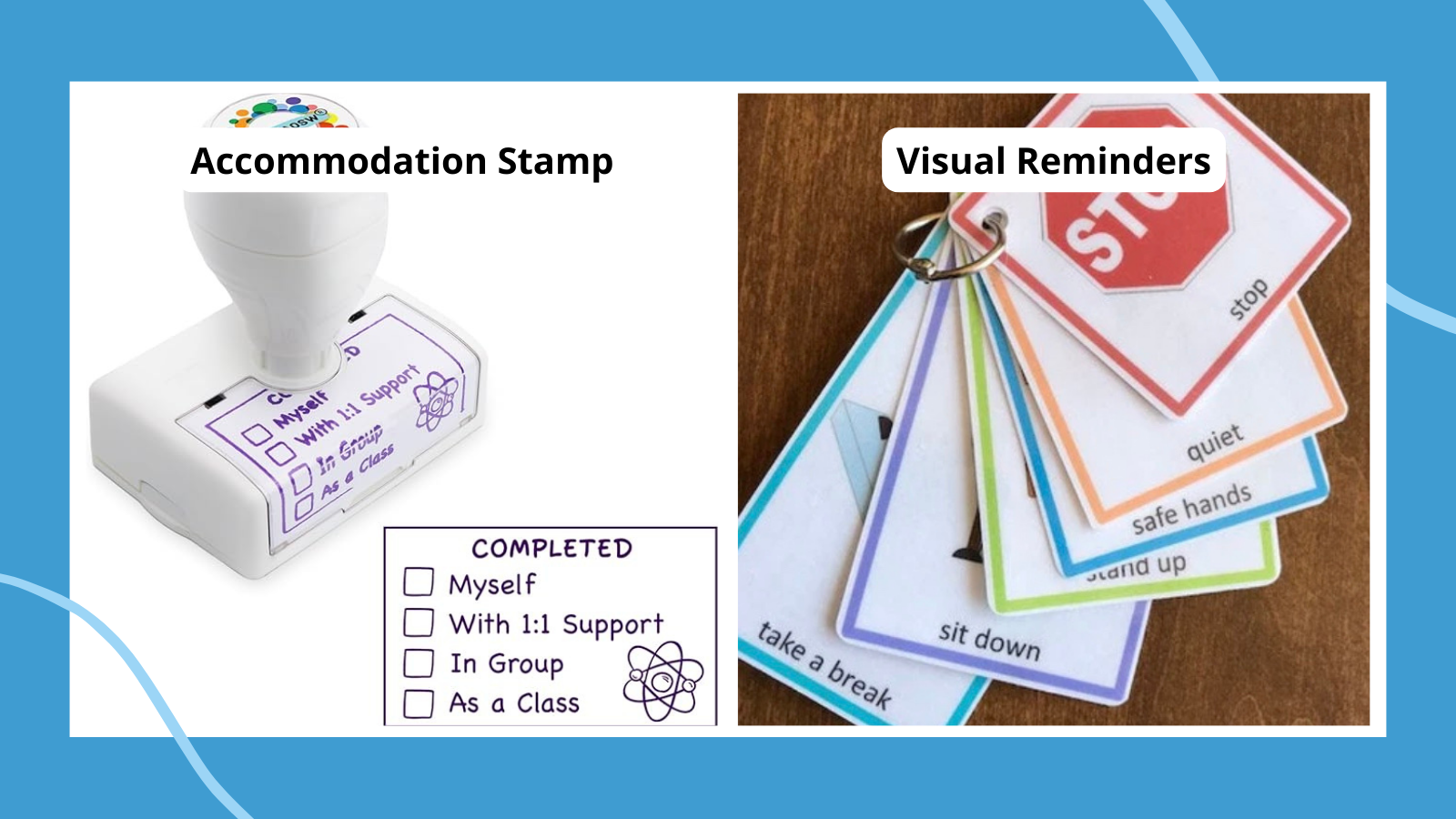 stamp and set of visual reminders for special education teacher gifts