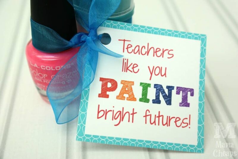 nail polish and tag that reads teachers like you paint bright futures for a special education teacher gift 