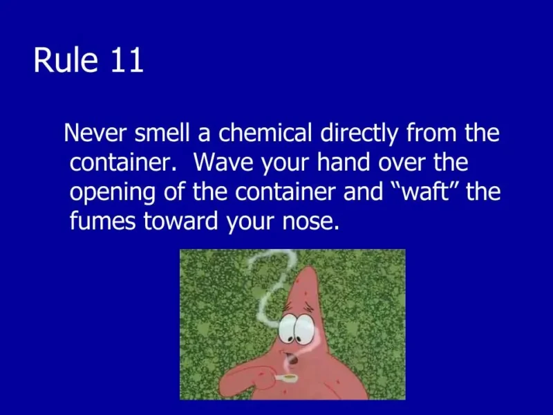 spongebob squarepants incorporated into a science safety presentation for use when teaching sixth grade 