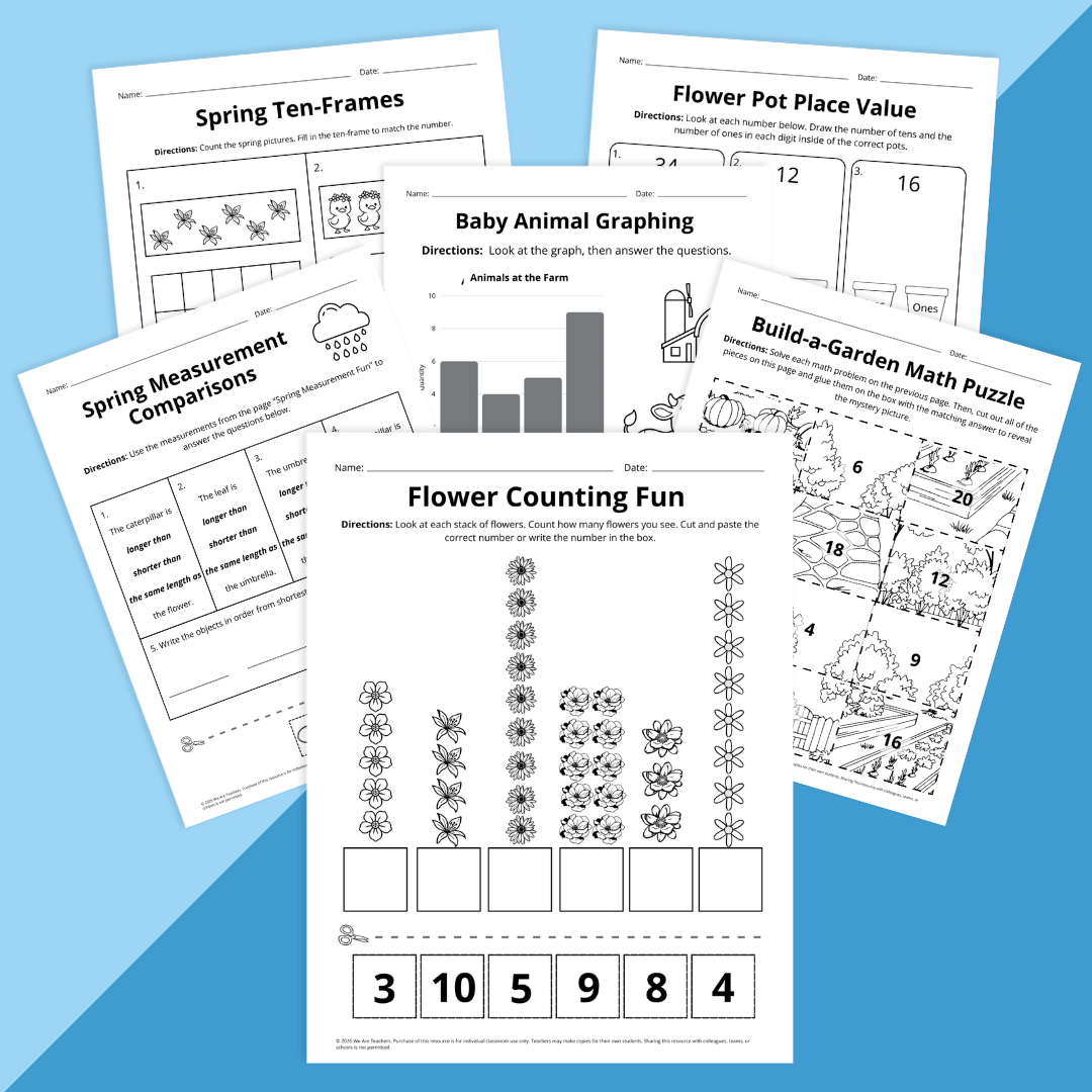 Spring Math Worksheet Bundle (Pre-K to Grade 2) - We Are Teachers