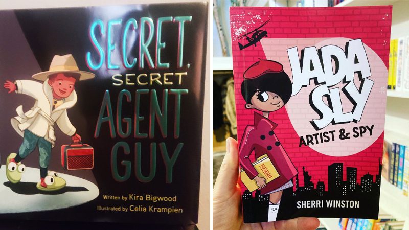 Collage of spy books for kids