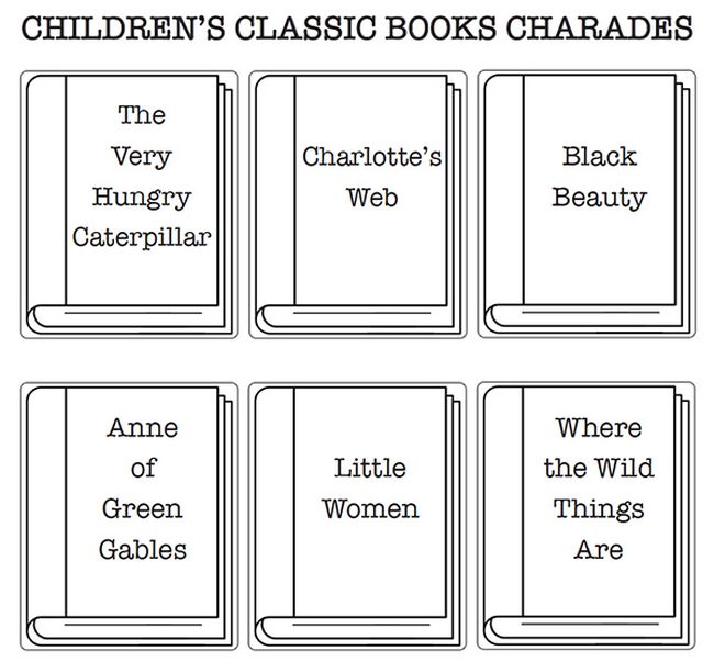 Children's Book Charades Cards printable