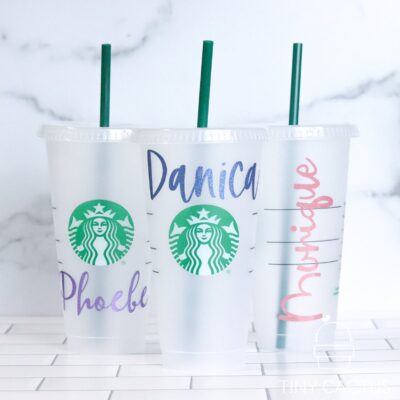 Custom Starbucks Cup with name in glitter cursive font