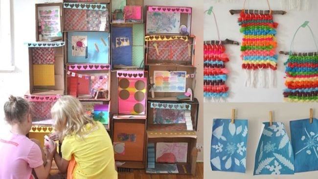 Collage of children's art projects