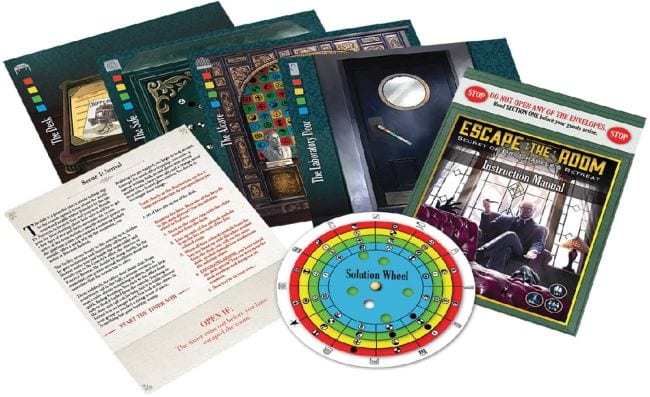 Escape room game with cards and instructions
