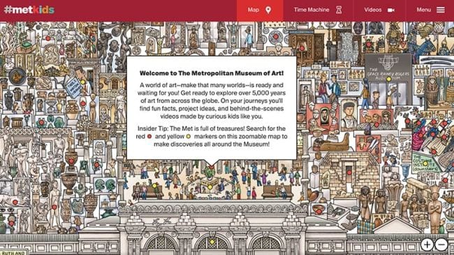 Illustrated collage of museum exhibits, text reads Welcome to the Metropolitan Museum of Art (Spring Break Activities)