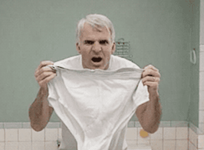 Steve Martin holding up underwear