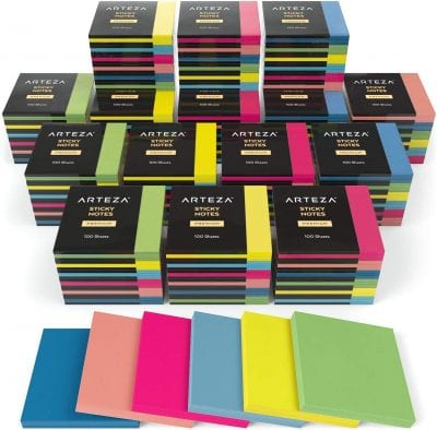 Piles of colored sticky notes.