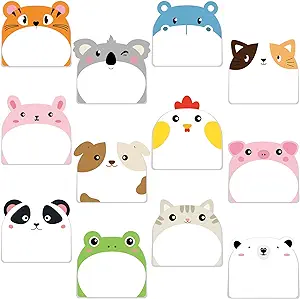 set of sticky notes that look like animals dog chicken pig panda kitten 