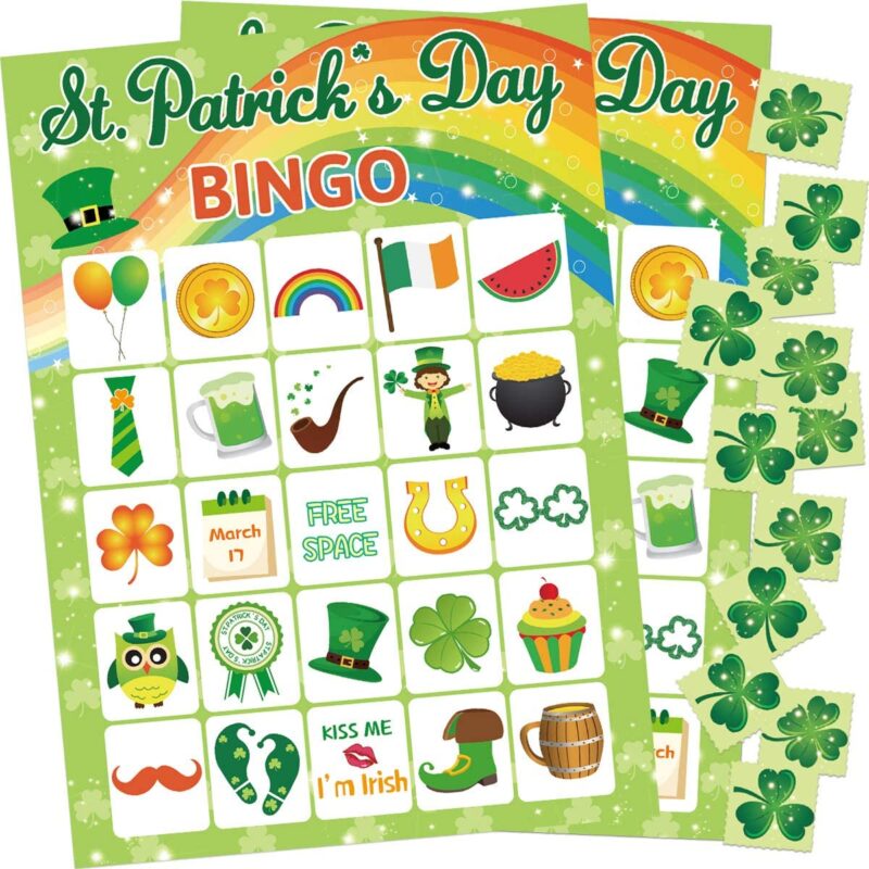 colorful st patricks day bingo cards