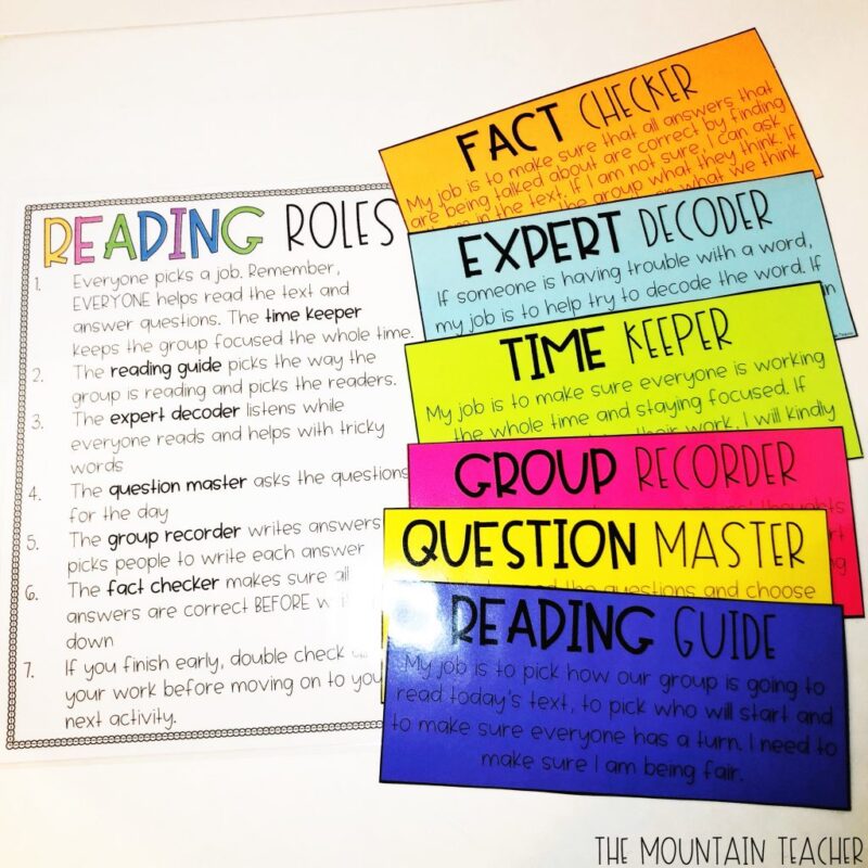 student led group roles for guided reading 