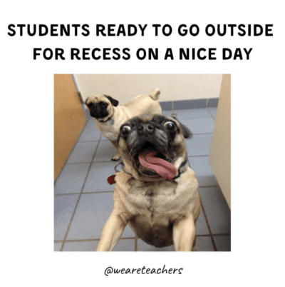 Students excited to go out for recess meme