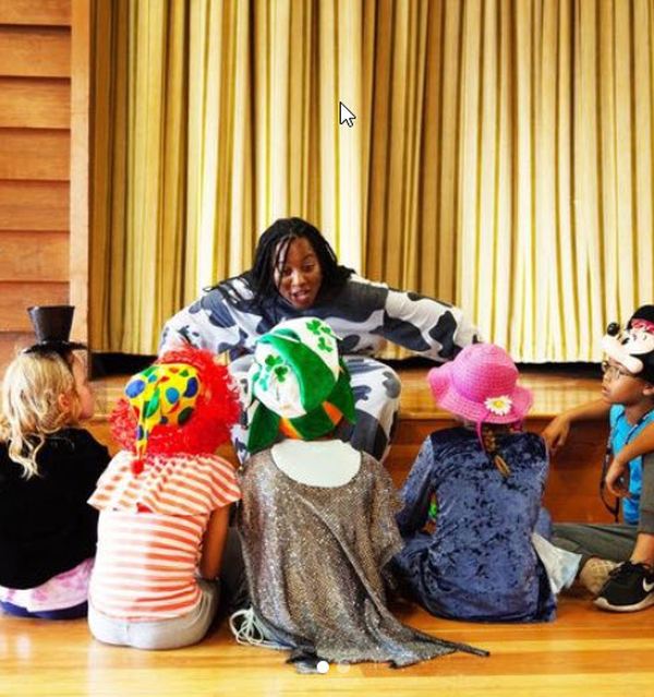 Teacher working with young drama students at Interlochen summer camp