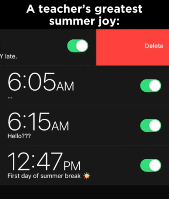 Summer meme of resetting alarm clock