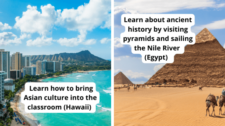 Learning about Asian culture in Hawaii and visiting pyramids in Egypt as examples of summer professional development for teachers.