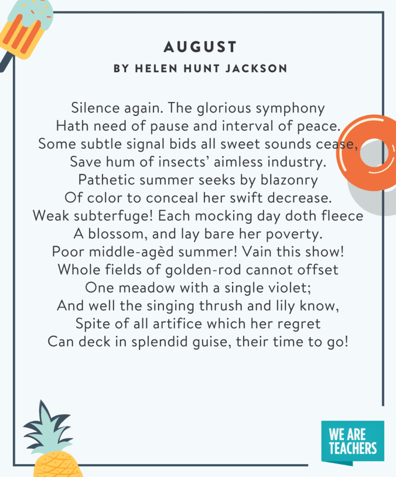 August - summer poems for kids