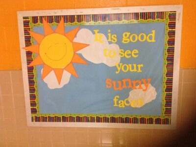 it is good to see your sunny faces August welcome back bulletin board