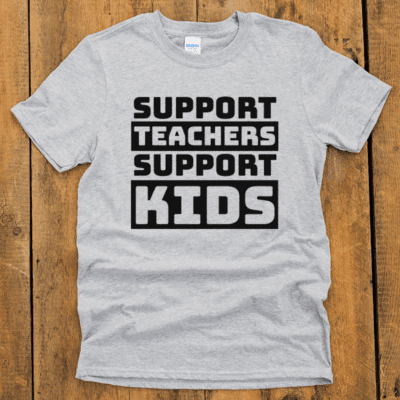 Support kids, support teachers grey t-shirt