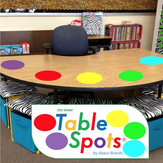 table spots colored circles 