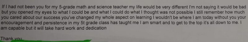 Teacher Appreciation Note