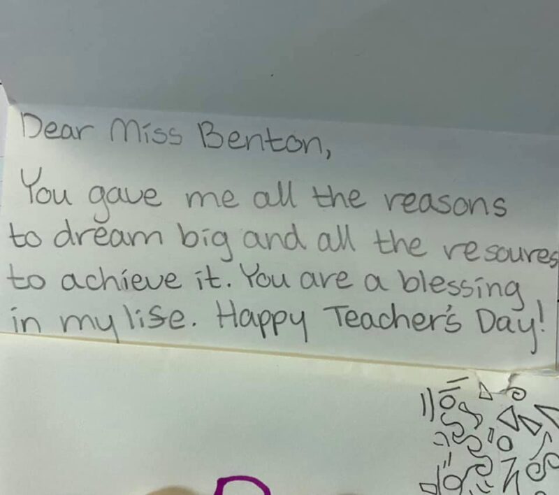 thank you note for teacher essay