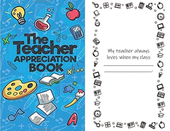 The Teacher Appreciation Book cover and sample page