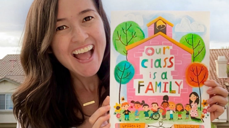teacher becomes a children's book author and writes about how a class is like a family