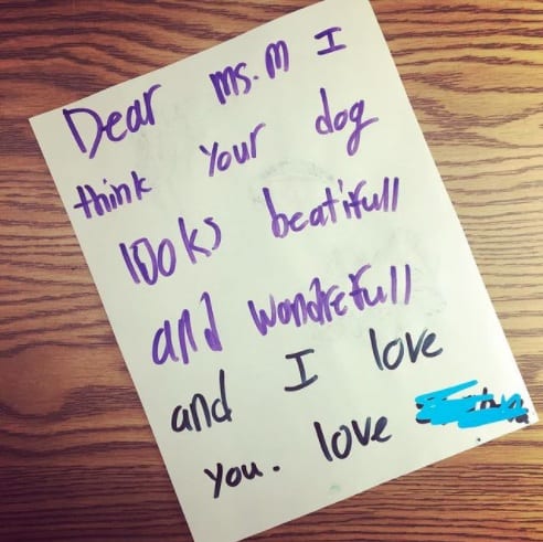 A student who appreciates the dog