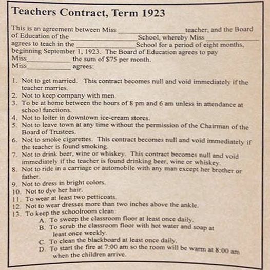 1923 teacher contract -- teaching a long time