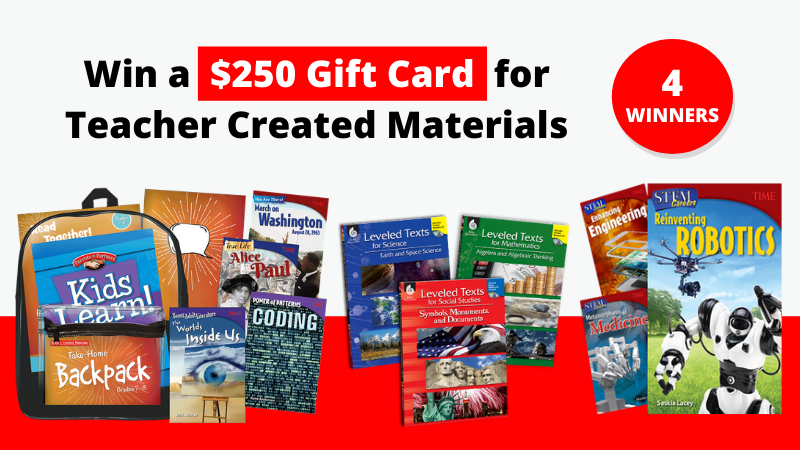 Win a $250 Shopping Spree for Teaching Resources that includes 4 winners that shows many of their resources.
