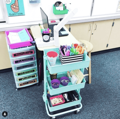 Teacher desk storage cart