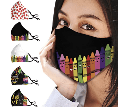 Teacher themed face masks five pack