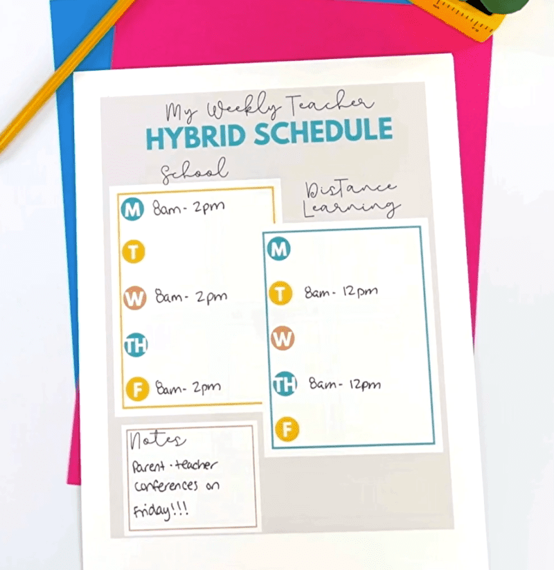 Free weekly teacher to-do printables -- hybrid schedule