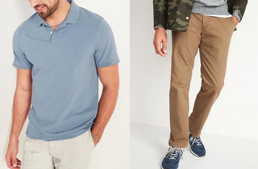 Men's polo shirt and khakis