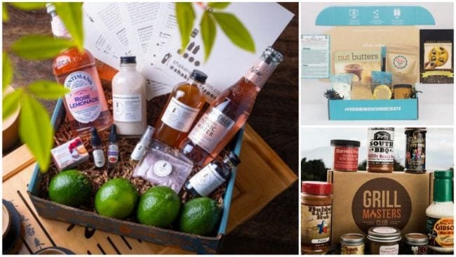 Collage of food and drink subscription boxes