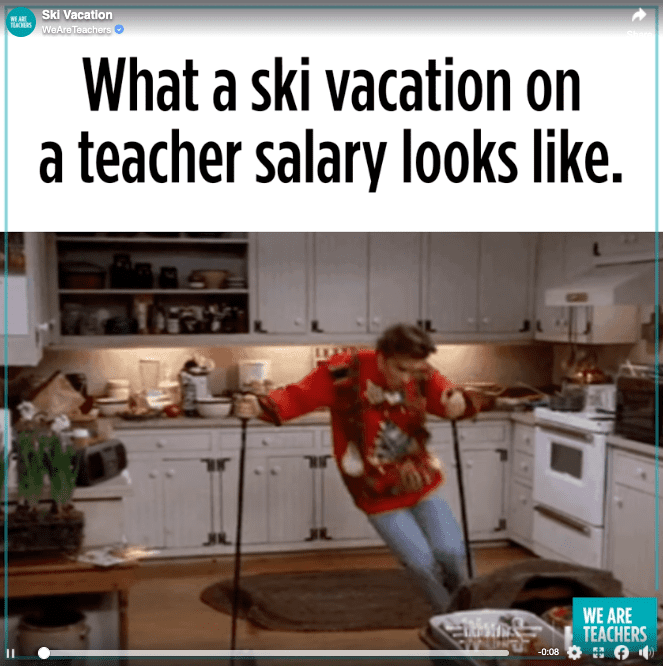 What a ski vacation on a teacher salary looks like -- skiing in kitchen