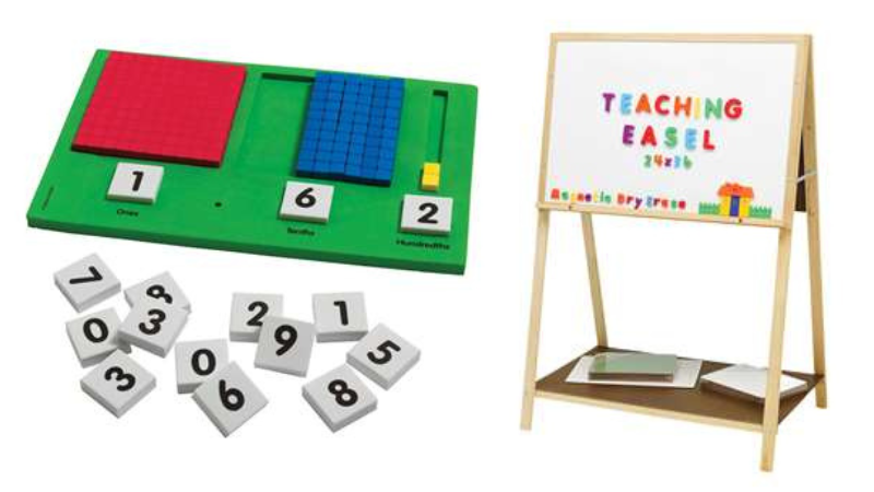 Decimal board used with base 10 blocks, and magnetic teacher easel from K12 Teacher Supply Store