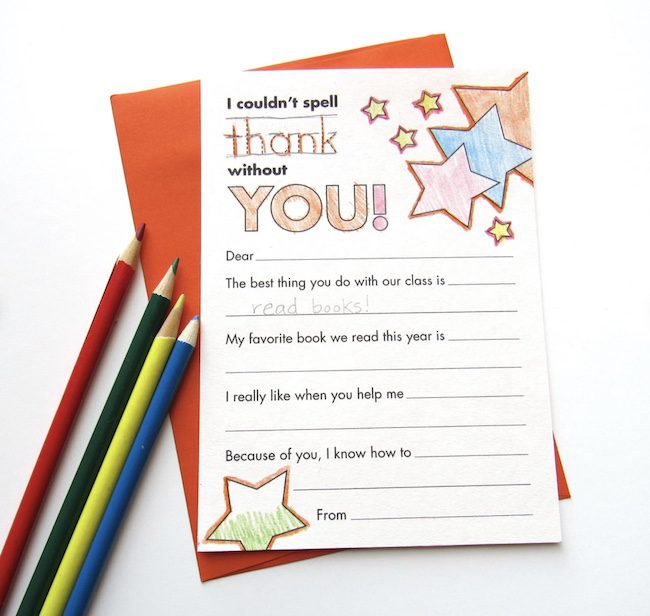 Fill-in-the-blank greeting card for teachrs