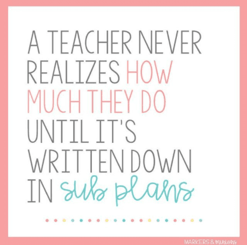 A teacher never realizes how much they do until it's written down in sub plans.