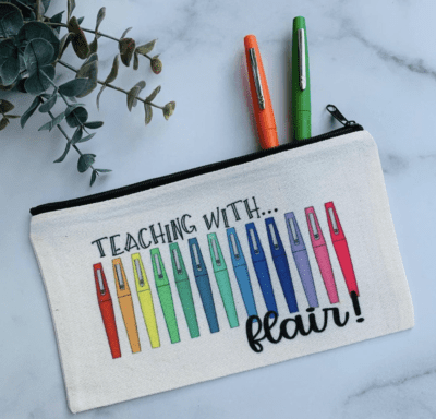 Cute flair pen pencil case "teaching with flair"