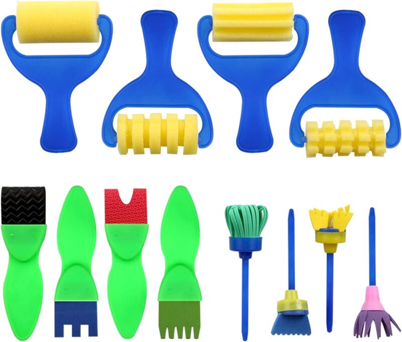 Different paintbrushes and rollers are shown in this example of art gifts for kids.