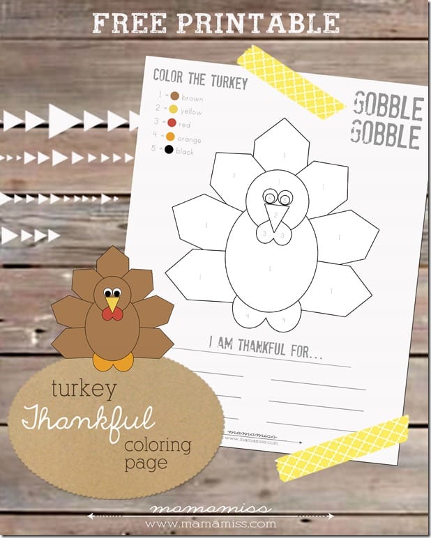 A coloring page with a key and a turkey waiting to be colored in is shown.