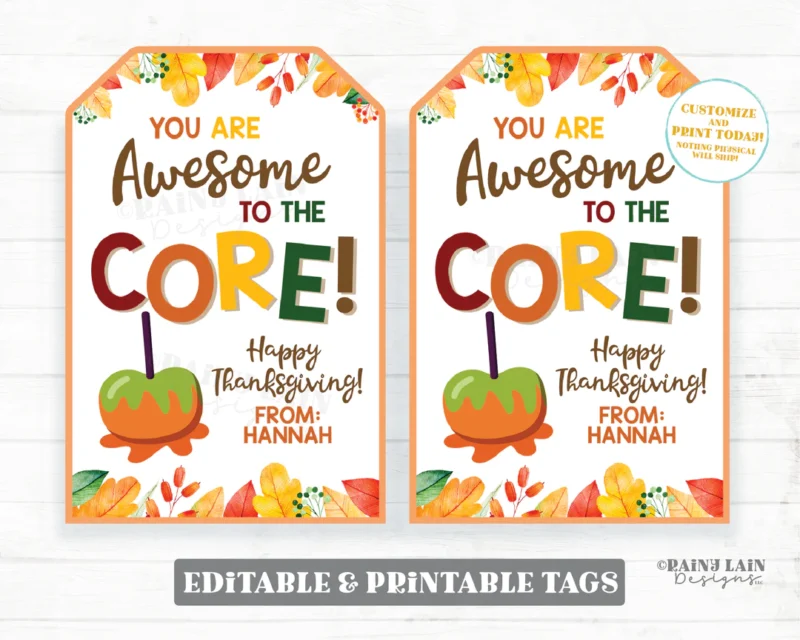 awesome to the core tag to put on a gift for a thanksgiving gift for teacher as example of Thanksgiving gifts for teachers