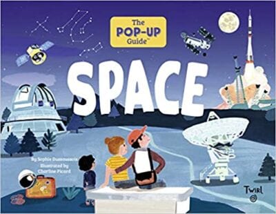 Book cover for The Pop-Up Guide: Space as an example of pop-up books for kids