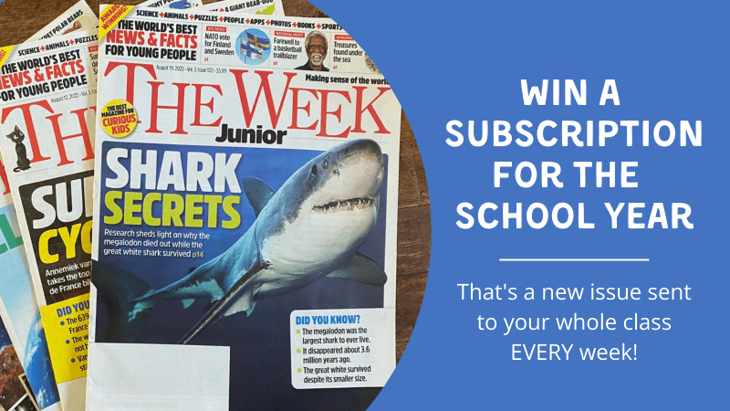 3 issues of The Week with text 'Win a Subscription for the School Year'